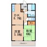 グリーンルーフのうがわ 2DKの間取り