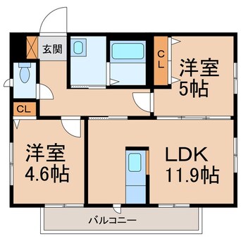 間取図 きのくに線・紀勢本線/下津駅 徒歩12分 2階 築15年