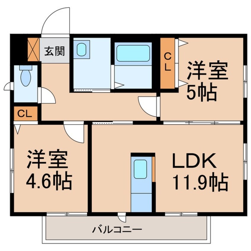 間取図 きのくに線・紀勢本線/下津駅 徒歩12分 2階 築15年