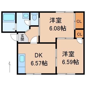 間取図 南海本線/和歌山市駅 バス25分和歌浦口下車:停歩7分 1階 築38年