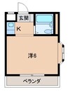 ヴェルナールゆあさ 1Kの間取り