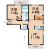 ベレオ園部 2LDKの間取り
