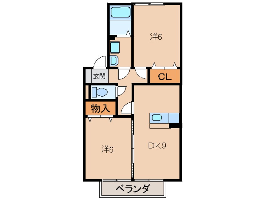 間取図 阪和線・羽衣線/六十谷駅 バス10分楠見行者前下車:停歩4分 2階 築18年