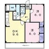 レジダンス・アンソレイエ 2DKの間取り