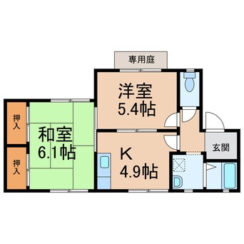 間取図 阪和線・羽衣線/六十谷駅 徒歩7分 1階 築32年