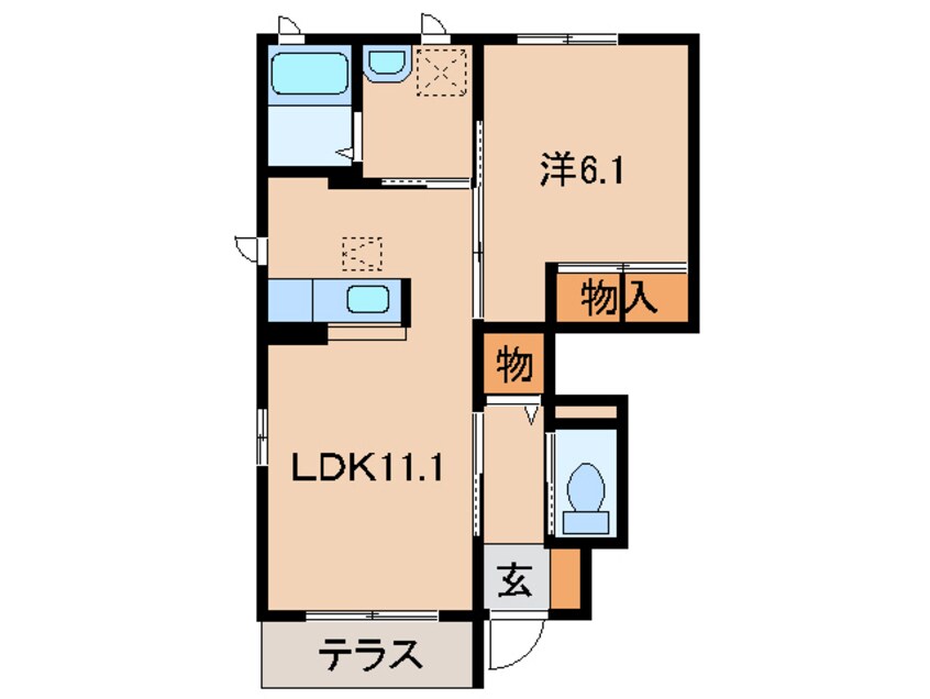 間取図 南海加太線/西ノ庄駅 徒歩9分 1階 築9年