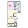 ロイズ紀三井寺Ⅱ 1LDKの間取り