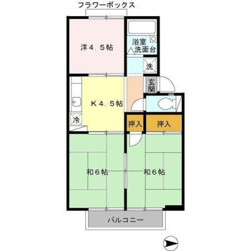 間取図 南海加太線/八幡前駅 徒歩20分 2階 築36年