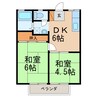 川畑ハイツ 2DKの間取り