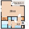 フジパレス木広町 1Kの間取り