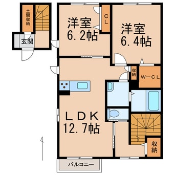 間取図 阪和線・羽衣線/六十谷駅 徒歩16分 2階 築11年