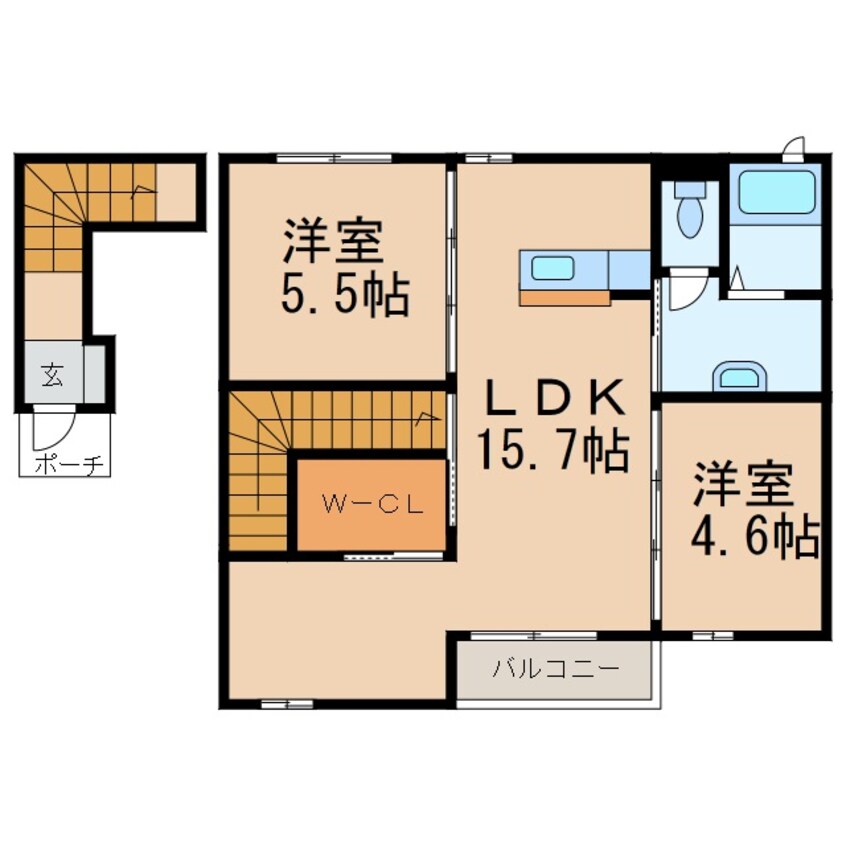 間取図 きのくに線・紀勢本線/和歌山市駅 バス20分向団地下車:停歩7分 2階 築13年