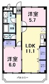 ファシナシオン毛見 2LDKの間取り