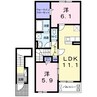 アデランテ黒田 2LDKの間取り