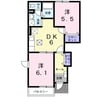 メゾンコニファーⅠ 2DKの間取り