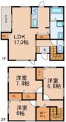 ヴィラージュ野崎D 3LDKの間取り