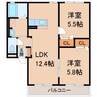 リッチンコートⅠ 2LDKの間取り