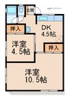 メゾンフェリス楠見中 2DKの間取り