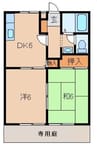グリーンフル六十谷 2DKの間取り