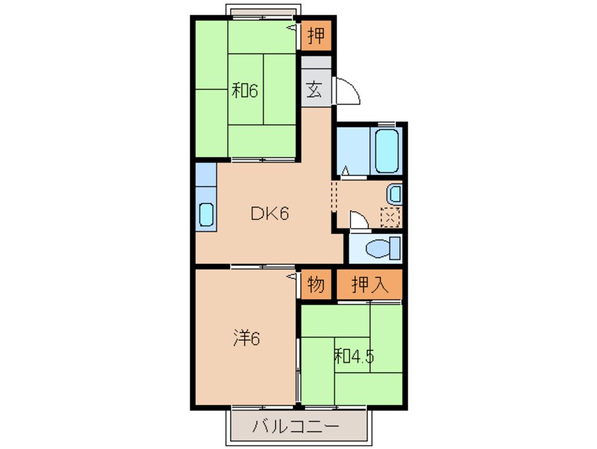 間取図 阪和線・羽衣線/和歌山駅 バス20分楠見中下車:停歩5分 2階 築32年