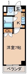 ドウエル７・２・１０ 1Kの間取り