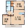 イマージュ浜の宮 2LDKの間取り