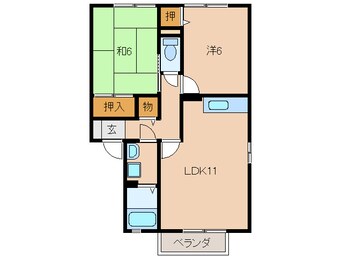 間取図 阪和線・羽衣線/六十谷駅 バス12分公民館前下車:停歩7分 2階 築23年
