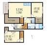 セーリウス梅原Ⅲ 2LDKの間取り