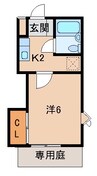 メゾンフェリス栄谷 1Kの間取り