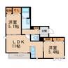 テラス新中通 2LDKの間取り