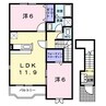 メゾン デ ソレイユⅠ 2LDKの間取り