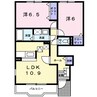 メゾン デ ソレイユⅡ 2LDKの間取り