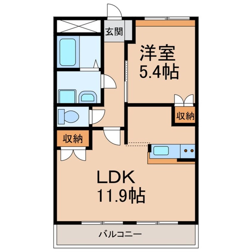 間取図 阪和線・羽衣線/六十谷駅 徒歩10分 2階 築14年