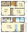 Cube7 E・F棟 3LDKの間取り