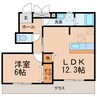 フェルマータⅢ 1LDKの間取り