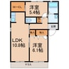 リヴェールヒデ 2LDKの間取り