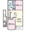 カルムメゾンⅠ 2LDKの間取り