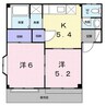 ベルドール松房Ⅰ 2Kの間取り
