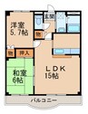 南海加太線/中松江駅 徒歩15分 2階 築22年 2LDKの間取り