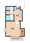 フラット貴志Ⅱ 1Kの間取り
