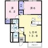 ラフィーネ　Ⅰ 2LDKの間取り