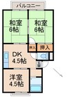 プレジール狐島A棟 3DKの間取り