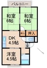 プレジール狐島A棟 3DKの間取り