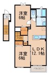 リヴェール松島Ⅰ 2LDKの間取り