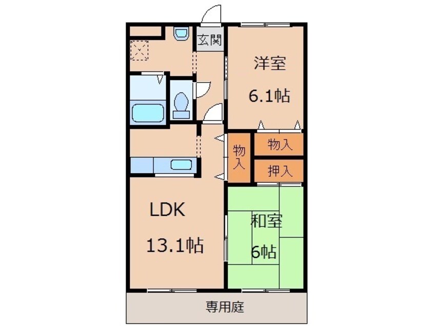 間取図 南海加太線/二里ケ浜駅 徒歩3分 1階 築21年