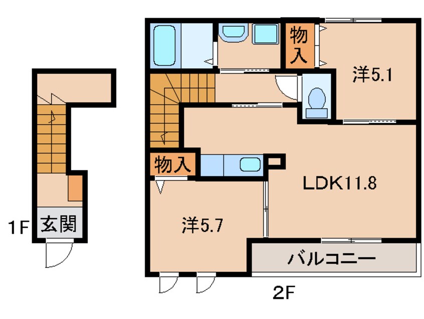 間取図 きのくに線・紀勢本線/和歌山市駅 バス10分北島下車:停歩6分 2階 築11年