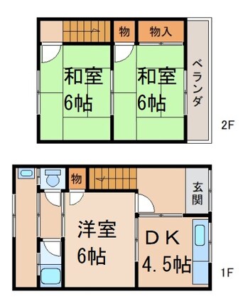 間取図 尾﨑住宅B北棟（２戸１）