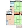 プレジール狐島Ｂ棟 2DKの間取り