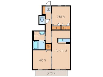 間取図 きのくに線・紀勢本線/和歌山市駅 バス20分西の庄下車:停歩3分 1階 築14年