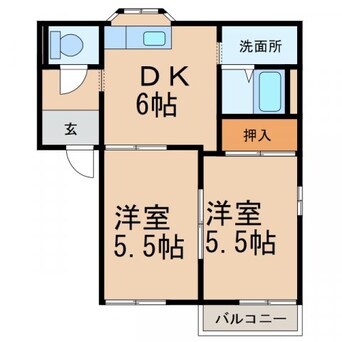 間取図 阪和線・羽衣線/六十谷駅 徒歩20分 2階 築36年